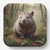 「茂みの中に隠れ：野生のオージー・ウォンバット」 ペーパープレート (正面)