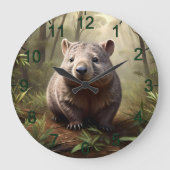 「茂みの中に隠れ:野生のオージー・ウォンバット」 ラージ壁時計 (正面)