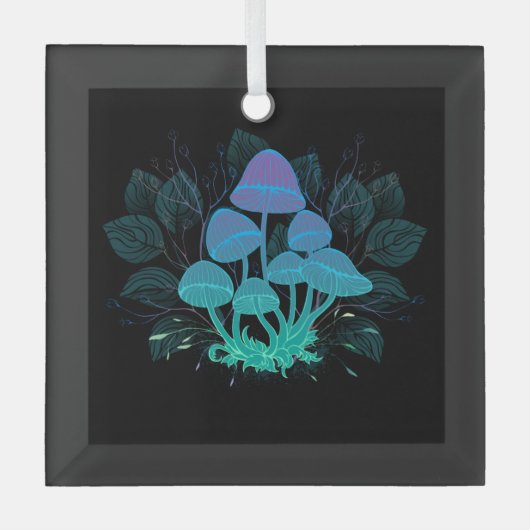 茂みの中のトアドストール ガラスオーナメント (正面)