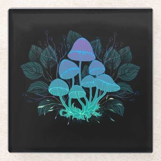 茂みの中のトアドストール ガラスコースター (正面)