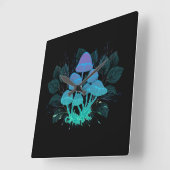 茂みの中のトアドストール スクエア壁時計 (傾斜)