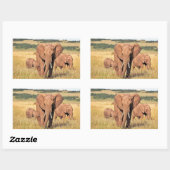 茂みの中の象の家族 長方形シール (シート)