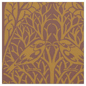 茂みの中の鳥たち、ダークアンバー ファブリック (クローズアップ)