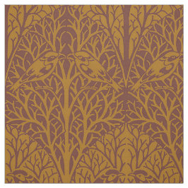 茂みの中の鳥たち、ダークアンバー ファブリック