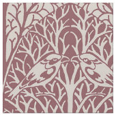 茂みの中の鳥、アンティークバラの色 ファブリック (クローズアップ)