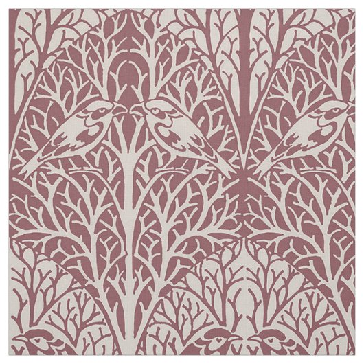 茂みの中の鳥、アンティークバラの色 ファブリック (見本)