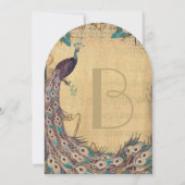 茄子アクア孔雀ビンテージ3羽の羽 招待状 (裏面)