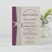 茄子グレー星の魚ビーチウェディング招待状 招待状 (スタンド正面)