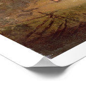 茅葺きコテージ前の家族グループ(缶上の油) ポスター (角)