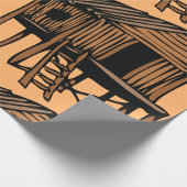 茅葺きハウス木造ホームラッピング紙 ラッピングペーパー