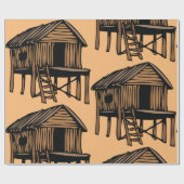 茅葺きハウス木造ホームラッピング紙 ラッピングペーパー (フラット)