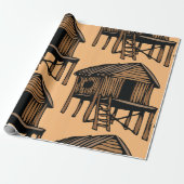 茅葺きハウス木造ホームラッピング紙 ラッピングペーパー (アンロールド)