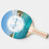 茅葺きハッツモノグラムと風光明媚な熱帯ビーチ 卓球ラケット (横)