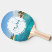 茅葺きハッツモノグラムと風光明媚な熱帯ビーチ 卓球ラケット (横)