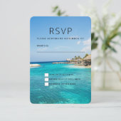 茅葺き小屋のある風光明媚な熱帯結婚ビーチ 出欠カード (スタンド正面)