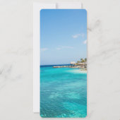 茅葺き小屋のある風光明媚な熱帯結婚ビーチ 招待状 (裏面)