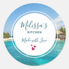 茅葺き小屋キッチン付きの風光明媚な熱帯ビーチ ラウンドシール