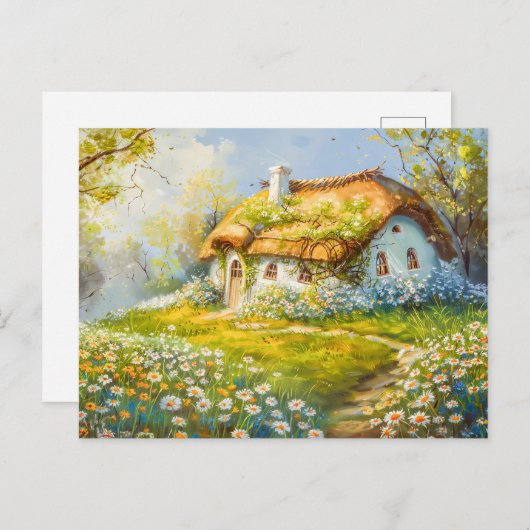 茅葺き屋根コテージバイデイジーメドウ ポストカード (正面/裏面)