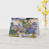 茅葺き屋根コテージバイヒルバイビンセントバンゴッホ カード (黄色い花)