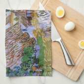 茅葺き屋根コテージバイヒルバイビンセントバンゴッホ キッチンタオル (四つ折り)