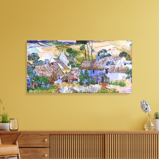 茅葺き屋根コテージバイヒルバイビンセントバンゴッホ キャンバスプリント (インサイチュ (リビング))