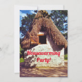茅葺き屋根ハット引っ越し祝いパーティー型 招待状 (正面)