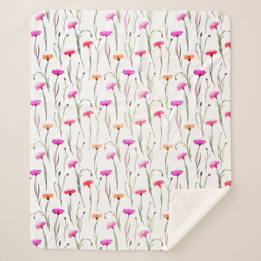 茎かわいらし模様のカーネーション シェルパブランケット (正面)