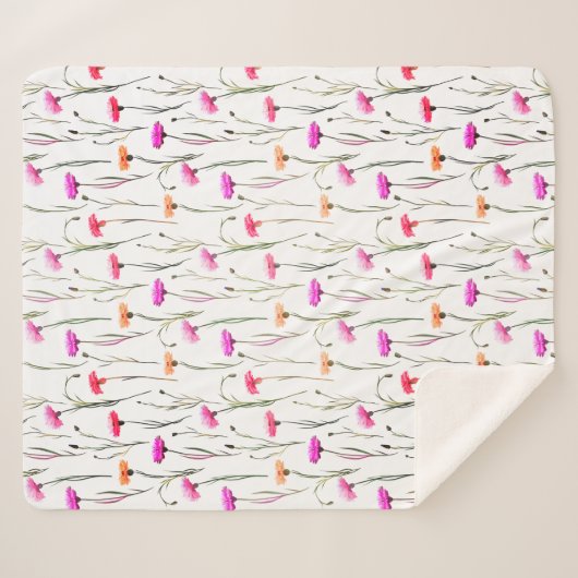 茎かわいらし模様のカーネーション シェルパブランケット (正面(横))