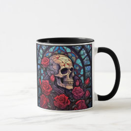 茎と石のスカルとバラコーヒーマグ マグカップ