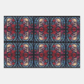 茎と石のスカルとバラ ラッピングペーパーシート (正面)