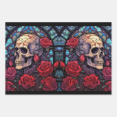 茎と石のスカルとバラ ラッピングペーパーシート (正面3)