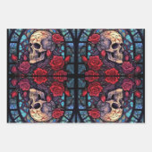 茎と石のスカルとバラ ラッピングペーパーシート (正面2)