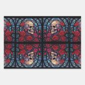 茎と石のスカルとバラ ラッピングペーパーシート (正面)