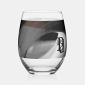 茎のないワイングラス抽象芸術アートブラックパウダー ステムなしワイングラス (正面)