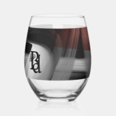 茎のないワイングラス抽象芸術アートブラックパウダー ステムなしワイングラス (左)