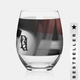 茎のないワイングラス抽象芸術アートブラックパウダー ステムなしワイングラス