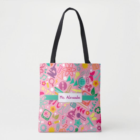 茎の女の子の石の学校のトートの教育実習生のピンク トートバッグ (正面)