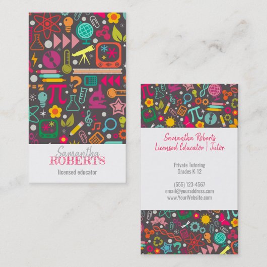 茎の女の子の規則の教育者の先生の個人教師の灰色 名刺 (正面/裏面)