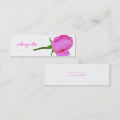 茎の小型しおりを持つピンクのバラ スキニー名刺 (正面/裏面)