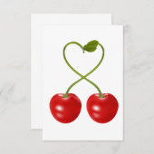 茎の招待状が付いているさくらんぼ 招待状 (正面/裏面)