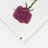 茎付きのロマンチックなバレンタインデーのデザインのバラ フリースブランケット (角)