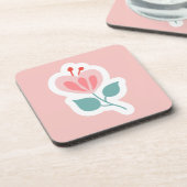 茎付きパステルピンクの花弁 コースター (左側)