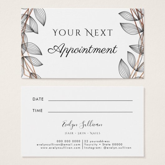 茎葉幾何学模様アポイントメントカード (正面&裏面)