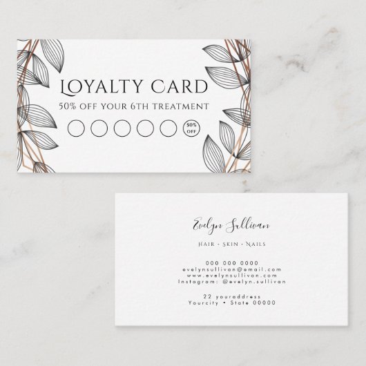 茎葉幾何学模様ロイヤリティカード 名刺 (正面/裏面)