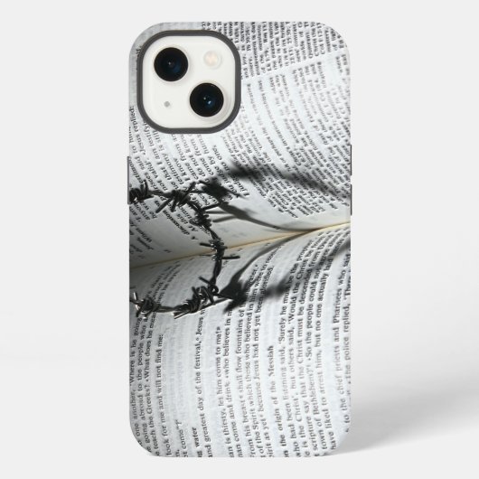 茨の冠のハートと聖書 iPhoneケース (裏面)