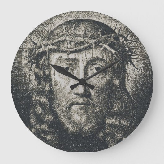 茨の冠を被せられた聖なる顔 ラージ壁時計 (正面)