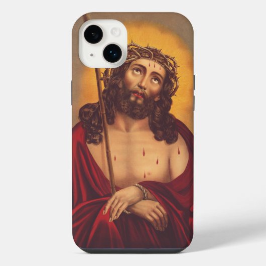 茨の冠を被せられるイエス・キリスト 苦しみの美術 iPhoneケース (裏面)