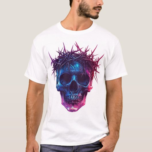 茨の冠を被ったドクロ Tシャツ (正面)