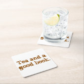 「茶およびよい本」のコースター- 6のセット スクエアペーパーコースター (インサイチュ)