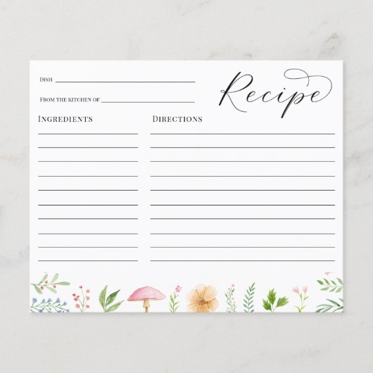 茶お洒落パーティーブライダルシャワーレシピカード (正面)